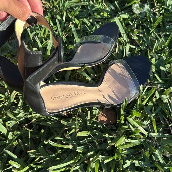 Giovito Rossi Milano Elegant Black Strappy Heels Clear Front Strap Open Toe 38.5 - Picture 4 of 4